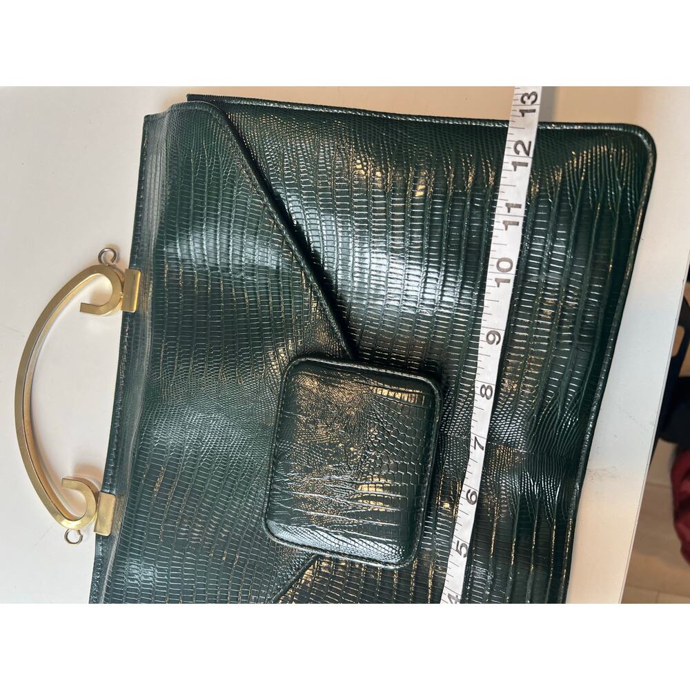 Vintage Charisma Handbag Green Leather Gold Handle JL - Picture 11 of 11